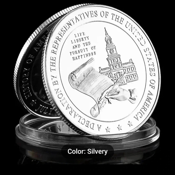 The Declaration Of Independence Souvenir Hobo Coin, Silver Plated Collectible. - Picture 2 of 7